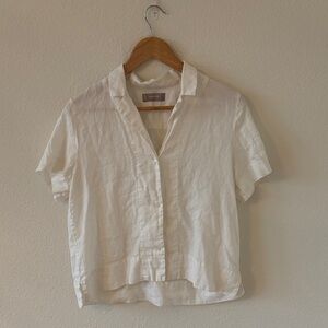 Everlane Crisp White Linen Shirt Cropped high-low Size M